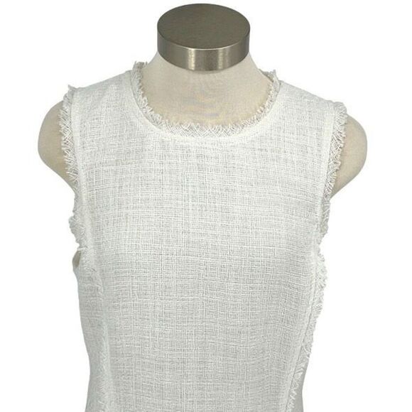 Banana Republic Womens Tweed Sleeveless Fit & Flare Dress White Size 10 NWT - Picture 2 of 10